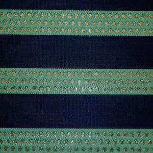 Gorgeous Navy Silver Aqua Stripe Fabric